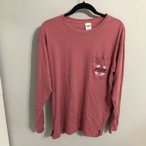 PINK light maroon long sleeve campus top